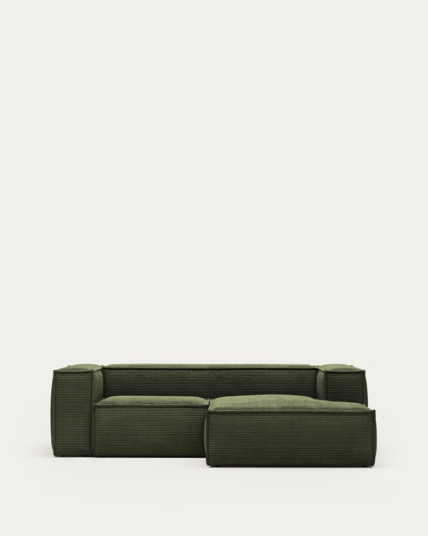 Sofá Blok 2 plazas pana gruesa chaise longue derecho verde 240 cm FSC Mix Credit