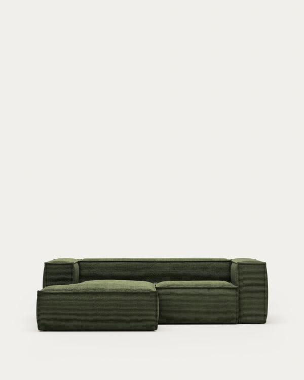 Sofá Blok 2 plazas pana gruesa chaise longue izquierdo verde 240 cm FSC Mix Credit