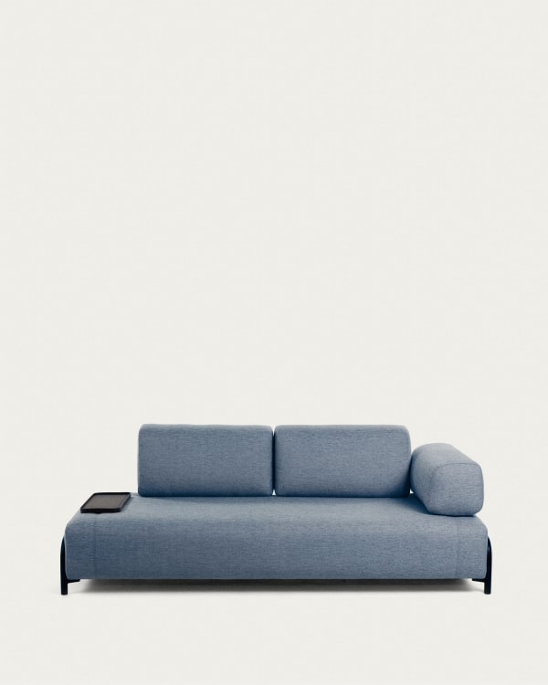 Compo 3-seater sofa in blue with small tray 232 cm