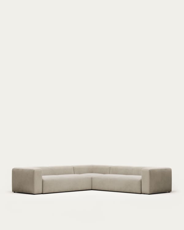 Blok fire-retardant 6-seater corner sofa in beige chenille 320 x 320cm