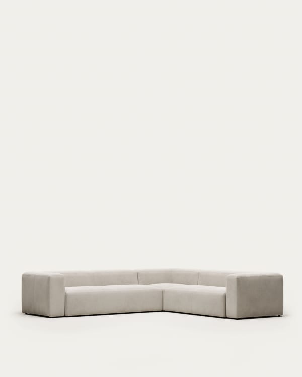 Canapé d’angle Blok 5 places en chenille beige 320 x 290 cm / 290 x 320 cm – Certifié FSC Mix Credit