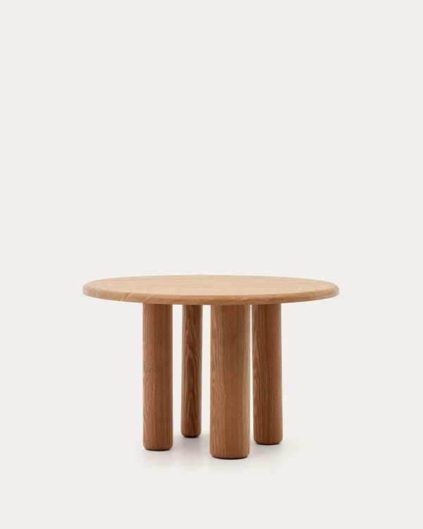 Mailen round table in ash wood veneer with natural finish, Ø 120 cm