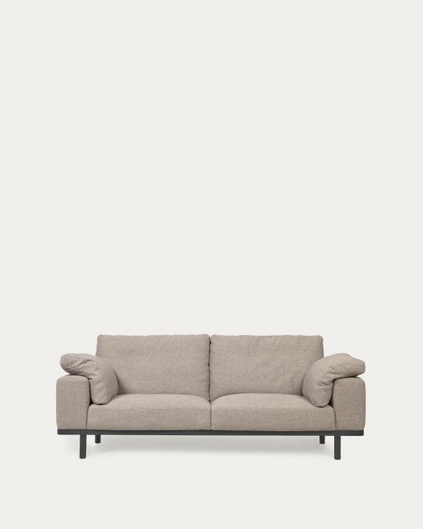 Noa 3 seater sofa with cushions in beige with dark finish legs, 230 cm