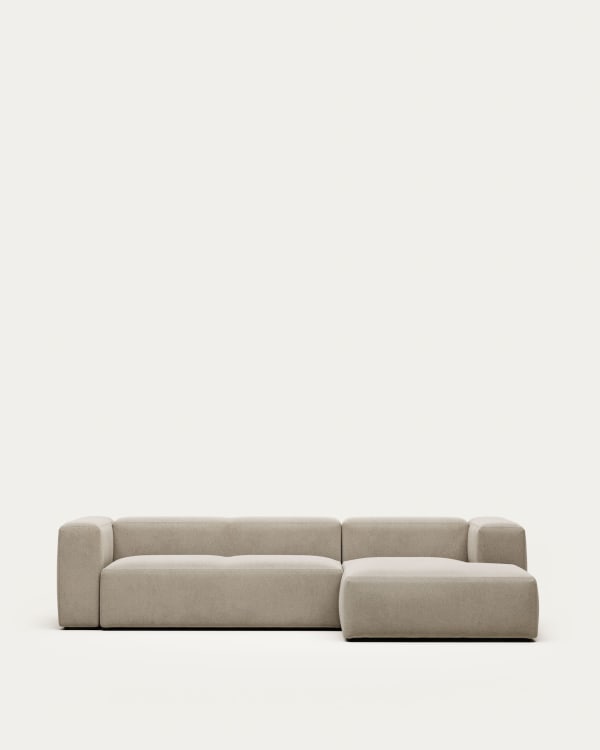 Blok 3 seater sofa with right-hand chaise longue in beige, 300 cm FSC Mix Credit FR