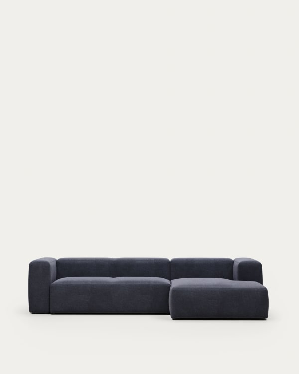 Blok 3 seater sofa with right side chaise longue in blue, 300 cm FSC Mix Credit FR