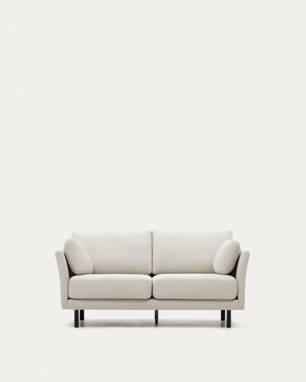 Gilma 2 seater sofa in chenille pearl with painted black finish legs, 170 cm