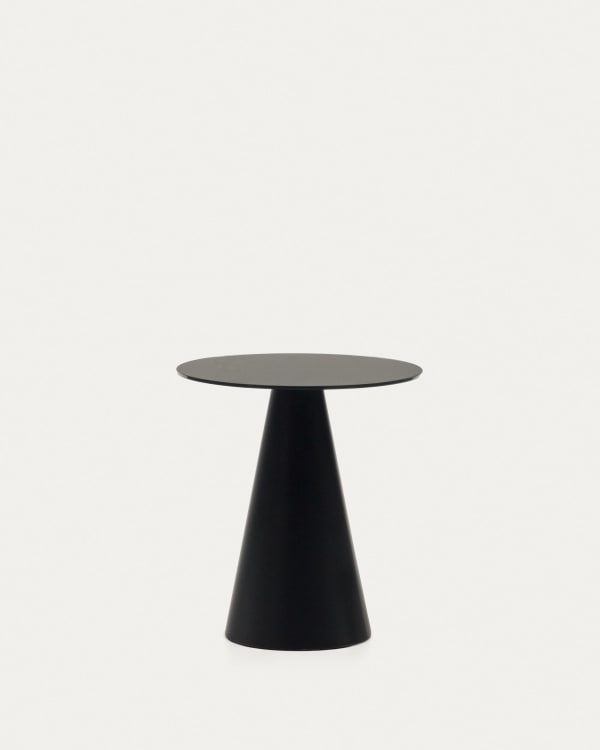 Wilshire tempered glass and metal side table with a matte black finish, Ø 50 cm