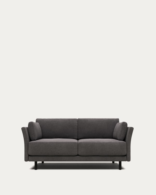 Gilma 2 seater sofa in grey with black finish legs, 170 cm FR