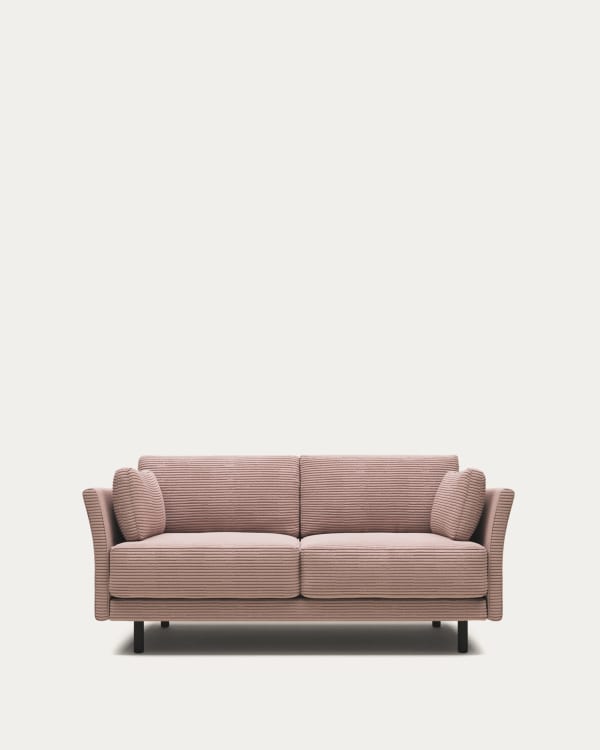 Gilma 2 seater sofa in pink wide seam corduroy with black finish legs, 170 cm FR