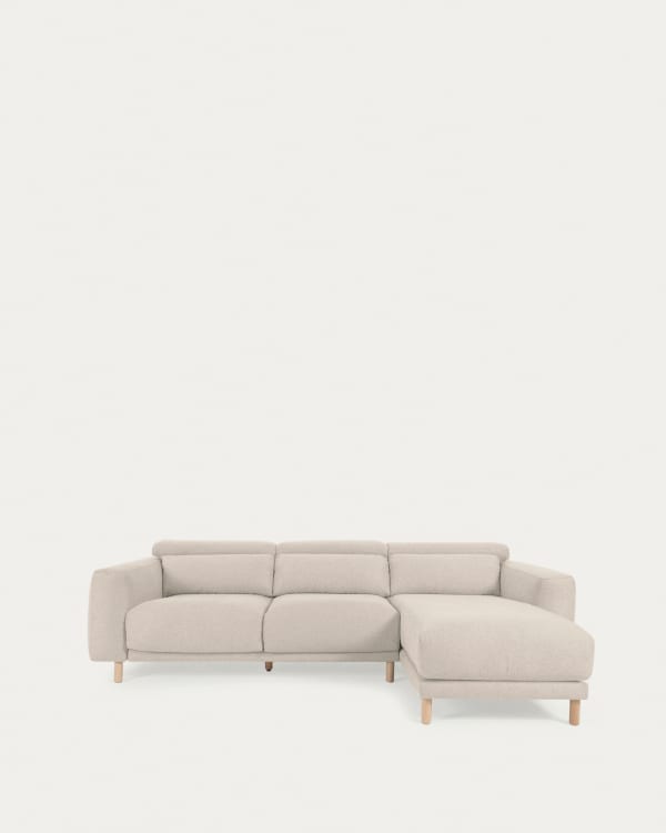 Sofà Singa 3 places chaise longue dret capçal reclinable i seient extensible blanc 296 cm