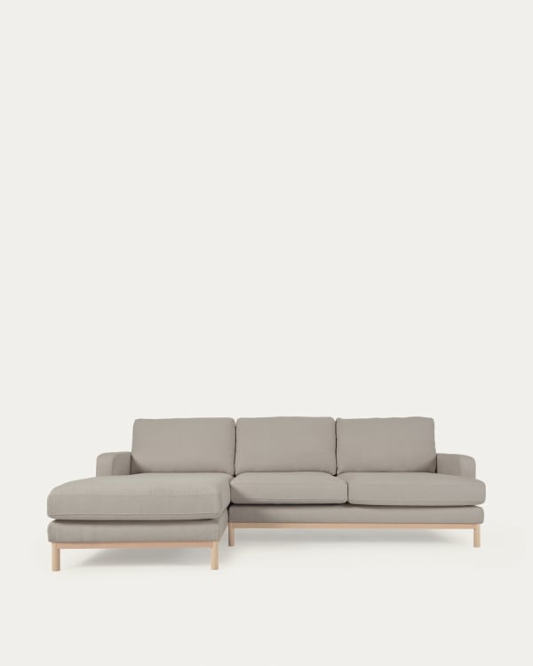 Mihaela 3 seater sofa with left-hand chaise longue in grey micro bouclé, 264 cm FSC Mix Credit