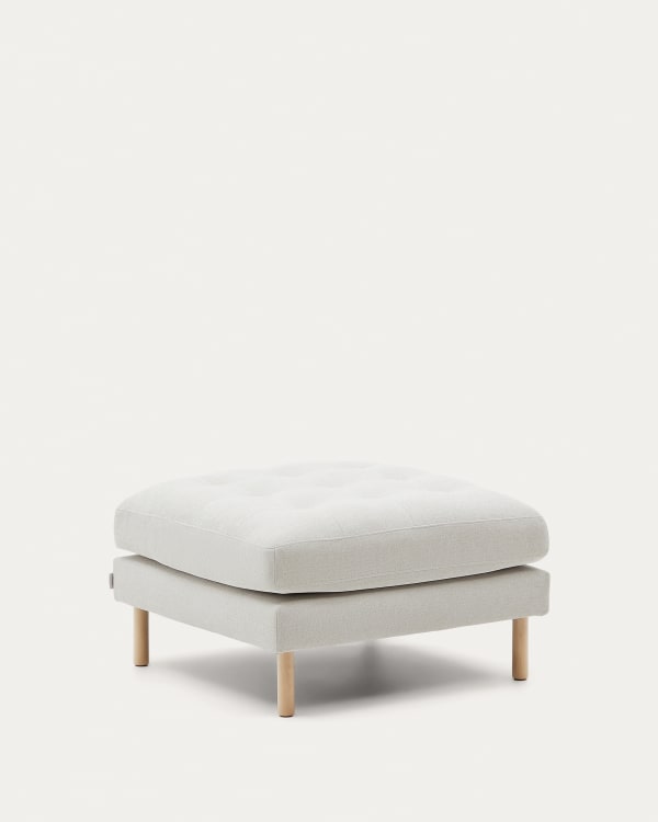 Debra Fußablage mit Bezug in perlfarbener Chenille Beine-Finish natur 80 x 80 cm FSC Mix Credit