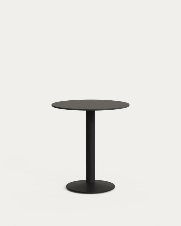 Esilda round outdoor table in black with metal leg in a painted black finish, Ø 70 x 70 cm