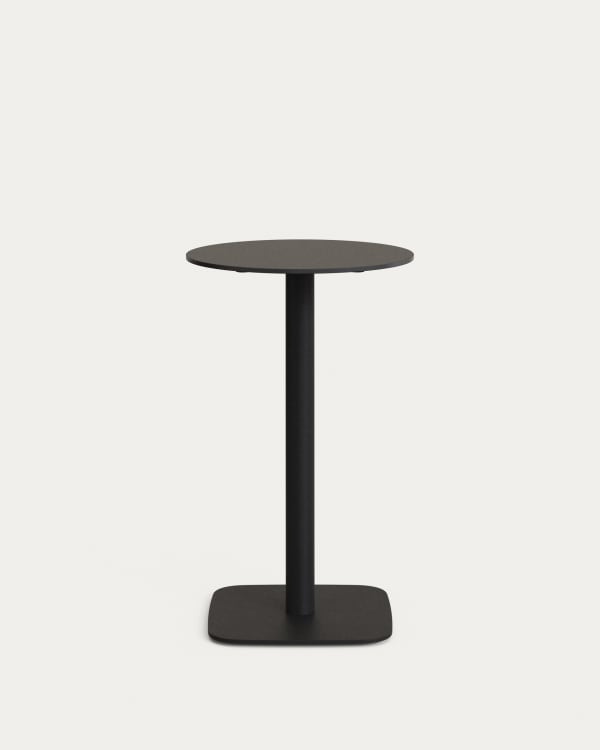 Dina high round outdoor table in black with metal leg in a painted black finish, Ø 60x96 cm