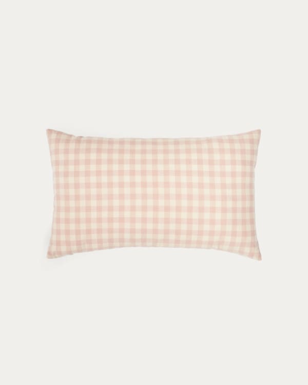 Cushion cover Yanil 100% cotton pink and beige squares 30 x 50 cm