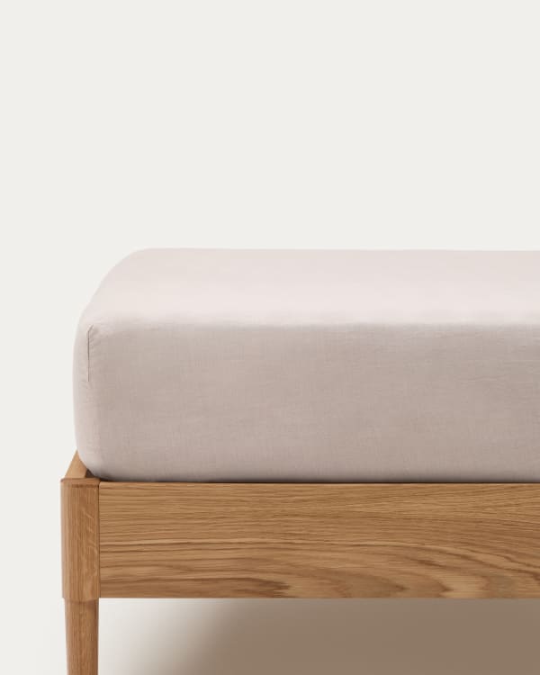 Spannbettlaken Simmel aus Baumwolle und Leinen Farbe grau für Bett von 180 cm