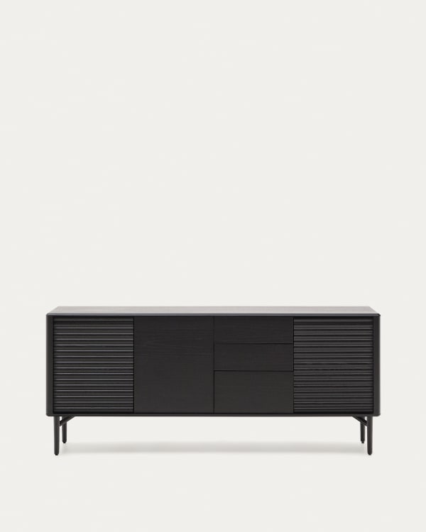 Buffet Lenon 3 portes et 3 tiroirs en bois et placage de chêne noir 200x86cm FSC Mix Credit