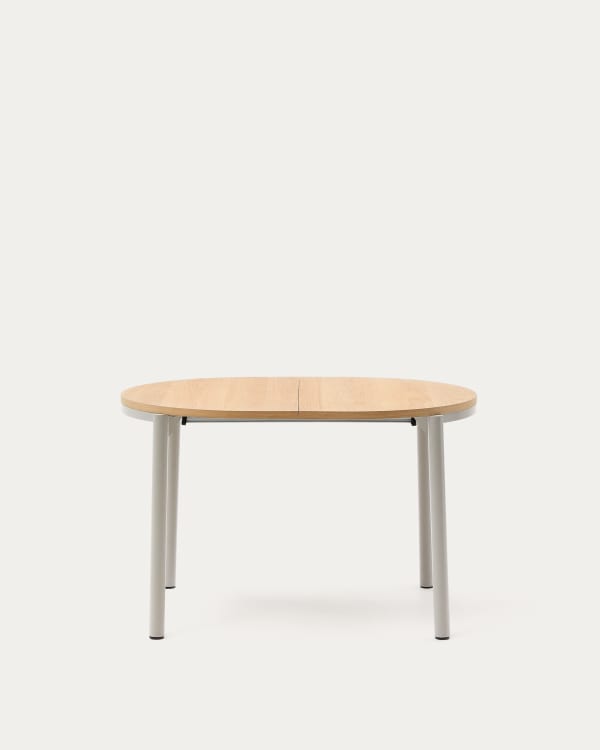 Montuiri extendable table in oak veneer and with steel legs in a grey finish, 120(200) x 90 cm