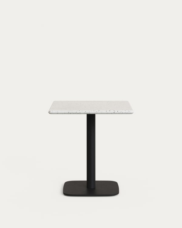 Saura Bartisch aus schwarz lackiertem Metall mit weisser Terrazzo-platte, 70 x 70 x 70 cm