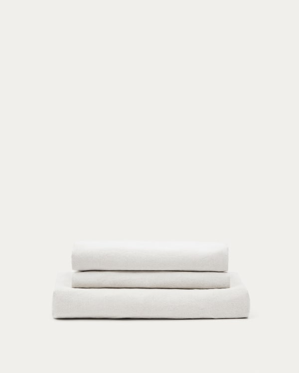 Nora armchair cover in ecru linen and cotton 140cm