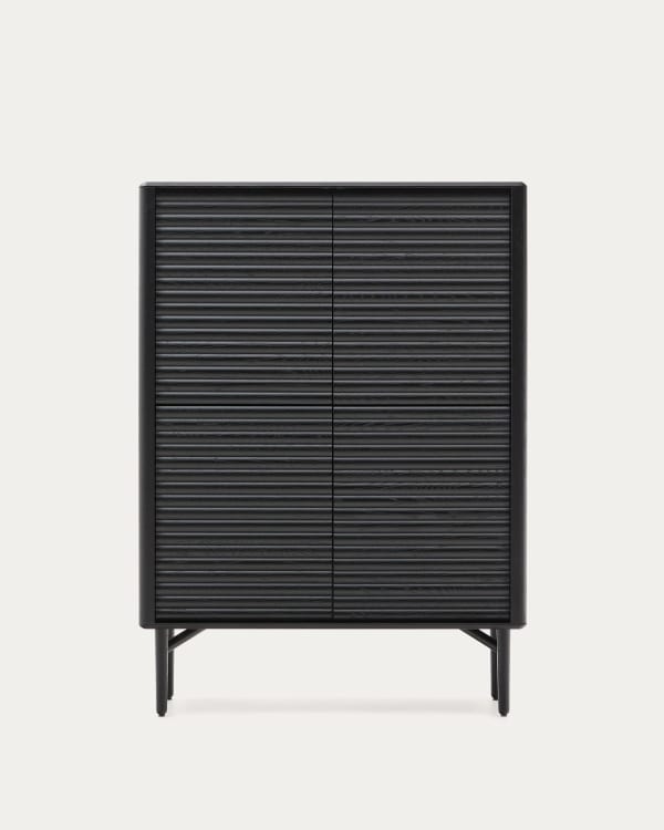 Buffet haut Lenon 4 portes bois et placage de chêne noir 104,5x144 cm FSC Mix Credit