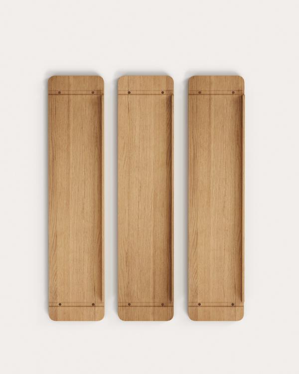 Set Sitra de 3 baldas de madera maciza de roble 110 x 25 cm