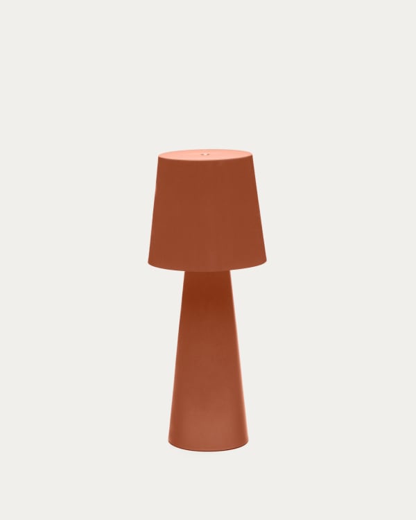 Arenys large outdoor metal table lamp in a terracotta painted finish