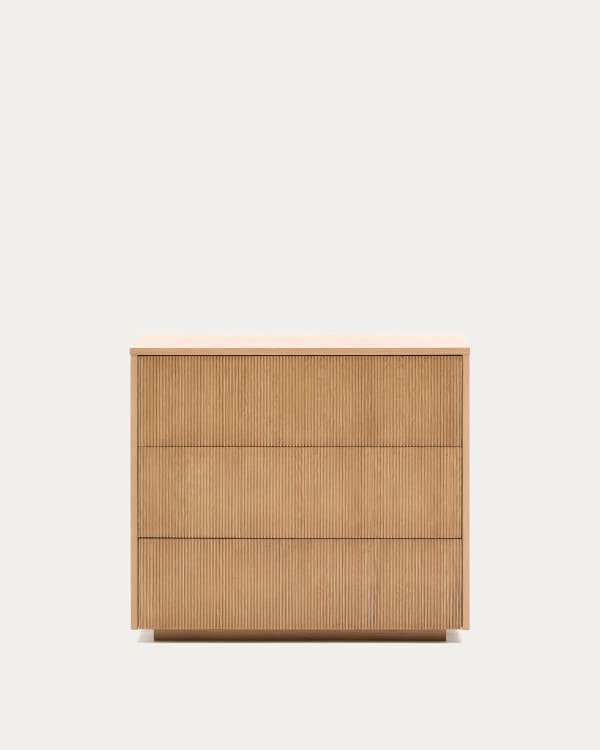 Kommode Helvine 3 Schubladen aus Eichenfurnier 90 x 78 cm FSC 100%