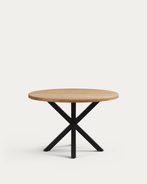 Argo round table in acacia solid wood and steel legs with black finish, Ø 120 cm