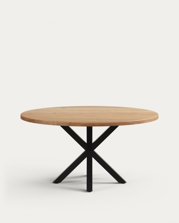 Round table Argo in solid acacia wood and steel legs with black finish Ø 150 cm