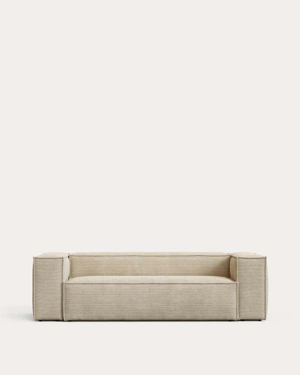 Blok 3 seater sofa in beige  wide seam corduroy, 240 cm