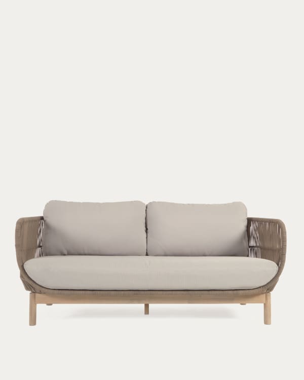 Catalina 3 seater sofa made with beige cord and solid acacia wood, 170 cm FSC 100%