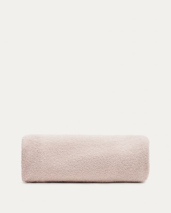 Fodera per poggiapiedi Kaeli in tessuto bouclé rosa Ø 90 cm