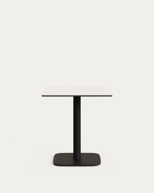 Dina outdoor table in white with metal legal in a painted white finish, 68 x 68 x 70 cm