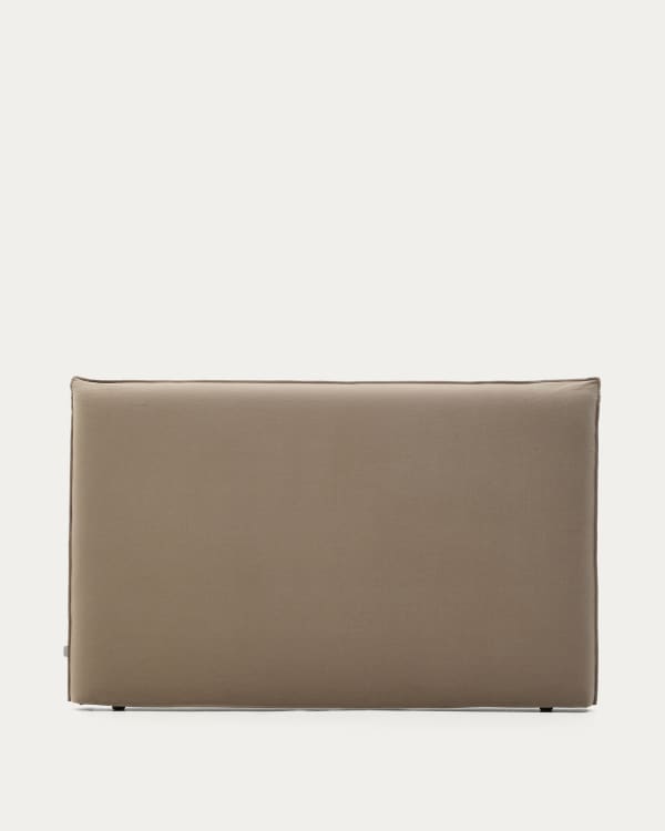 Jaira headboard with removable linen and cotton cover in taupe for a 180 cm FSC Mix Credit bed