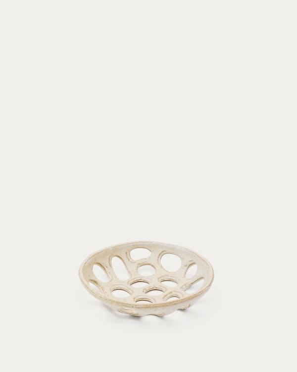 Zunel small beige ceramic fruit bowl