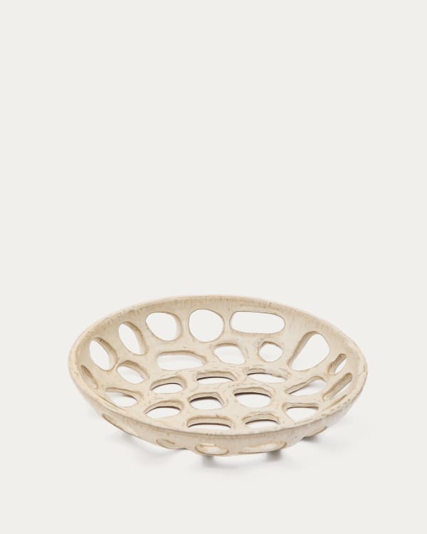 Zunel large beige ceramic fruit bowl