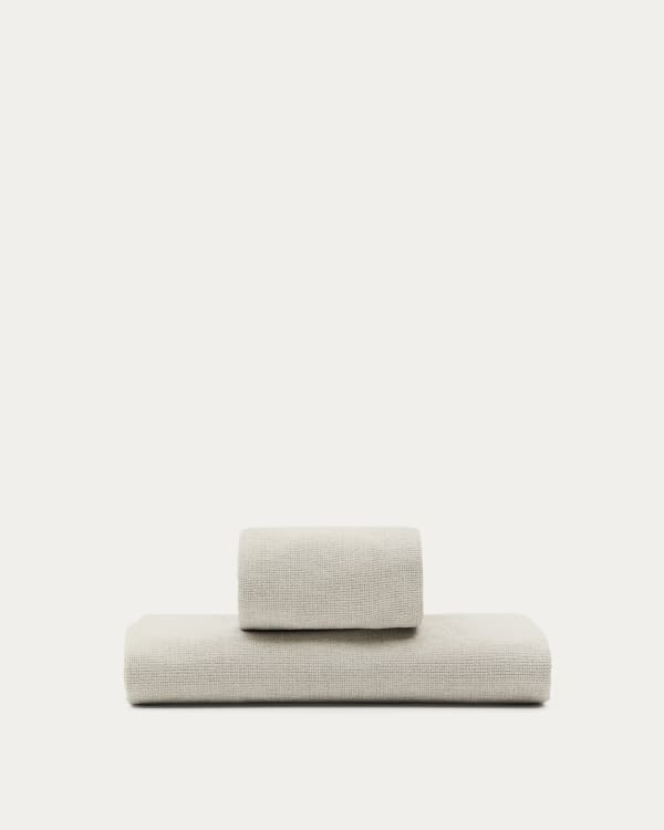 Bettüberzug aus perlfarbener Chenille für Bett Valma mit Matratze von 90 x 200 cm