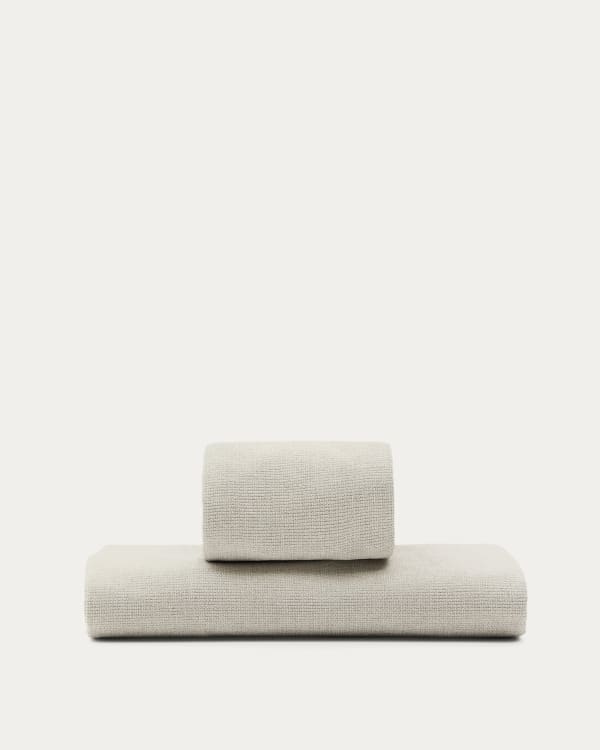 Bettüberzug aus perlfarbener Chenille für Bett Valma mit Matratze von 180 x 200 cm