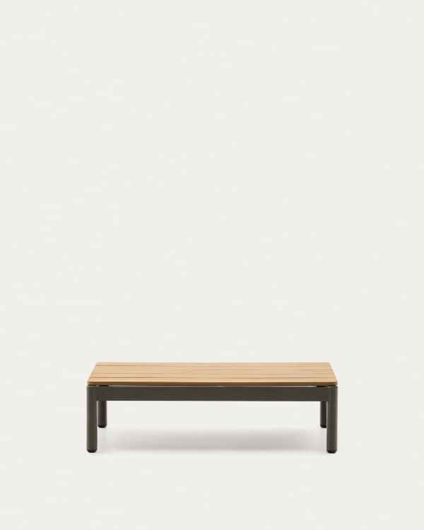 Sorells coffee table in green aluminum and teak wood 52,4 x 91 cm FSC 100%