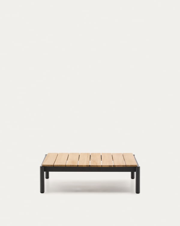 Sorells coffee table in gray aluminum and teak wood 89 x 91 cm FSC 100%