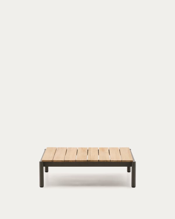 Sorells coffee table in green aluminum and teak wood 89 x 91 cm FSC 100%