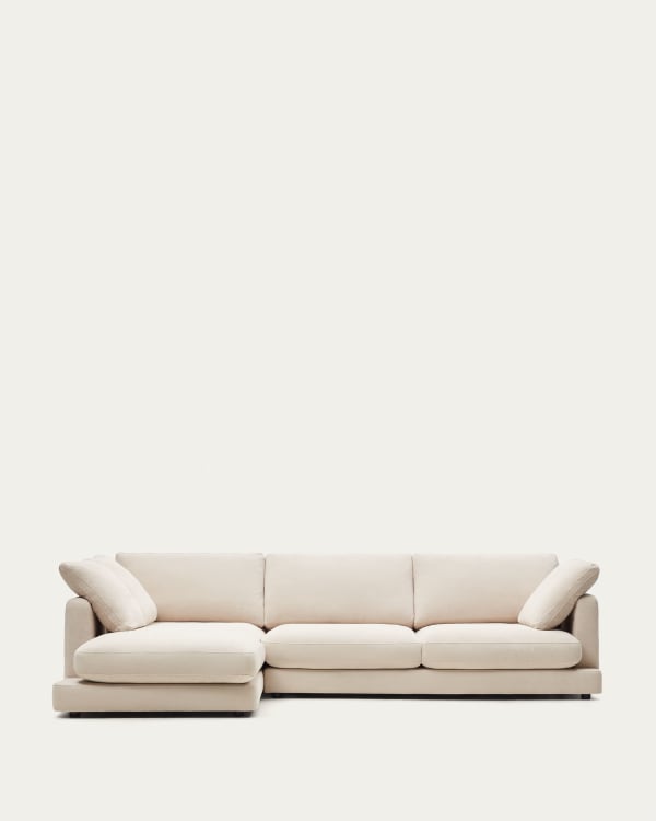 Gala 4-seater sofa with left chaise longue beige 300cm