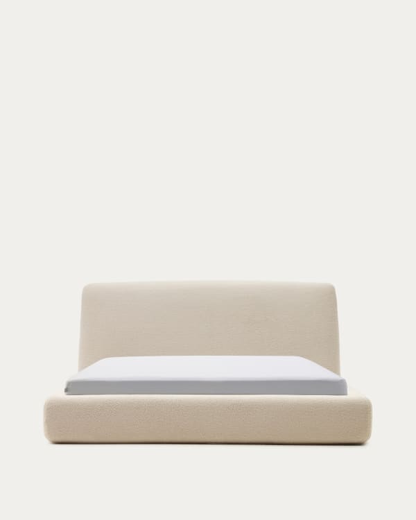 Martina bed with ecru bouclé removable cover for 160 x 200 cm mattress FSC Mix Credit