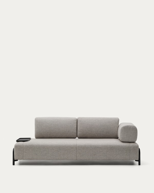 Compo 3 seater sofa with small tray in Beige-Grey, 232 cm