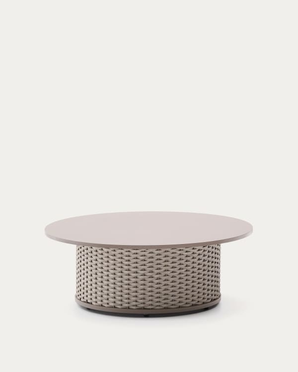 Sedalis outdoor coffee table in aluminium and taupe rope cord Ø99cm