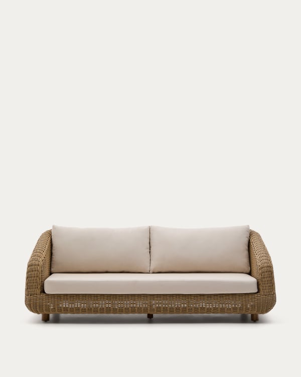 3-Sitzer-Sofa Meria aus synthetischem Rattan und Beinen aus massivem Akazienholz FSC 100 % 208 cm