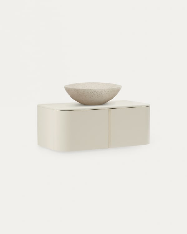 Salaya bathroom furniture in lacquered beige ash laminated plywood 90 x 45 cm
