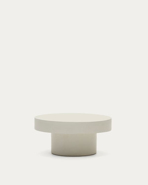 Aiguablava round coffee table in white cement, Ø 66 cm