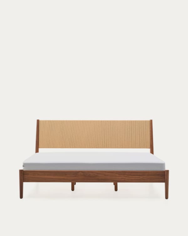 Bett Elan aus Furnier und massivem Walnussholz mit Seil Matratze 180 x 200 cm FSC Mix Credit